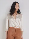 L'agence Dani Silk Blouse In Neutral