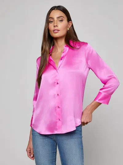 L'agence Dani Silk Blouse In Pink