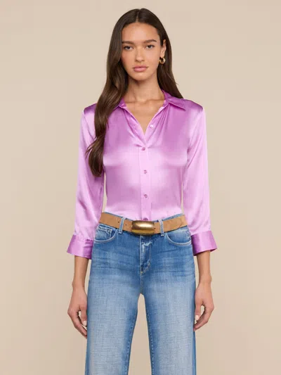 L'agence Dani Silk Blouse In Purple