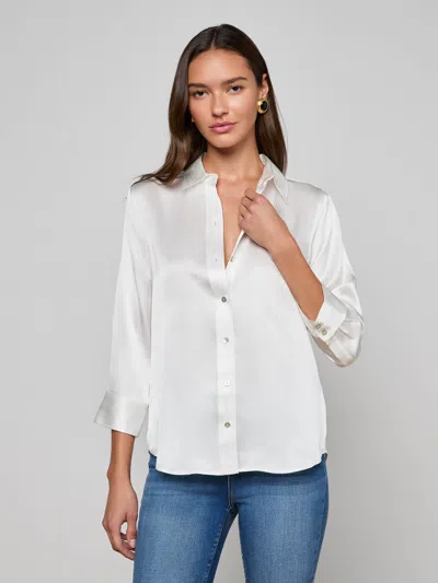 L'agence Dani Silk Blouse In White