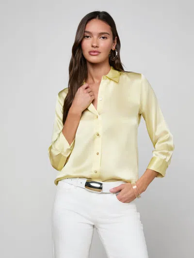 L'agence Dani Silk Blouse In Yellow