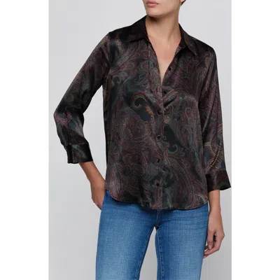 L'agence Dani Silk Button-down Shirt In Multi
