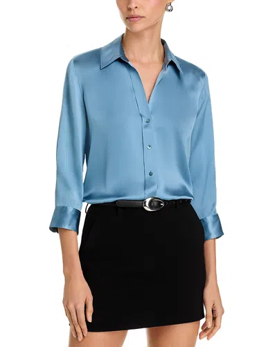 L'agence Dani Silk Charmeuse Blouse In Blue
