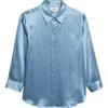 L'agence Dani Silk Charmeuse Blouse In Blue