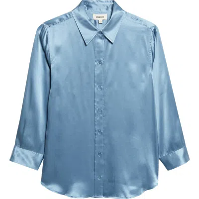L'agence Dani Silk Charmeuse Blouse In Blue