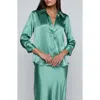 L'agence Dani Silk Charmeuse Blouse In Green