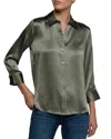 L'agence Dani Silk Charmeuse Blouse In Green