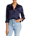 L'agence Dani Three-quarter Sleeve Silk Blouse In Midnight