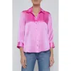 L'agence Dani Silk Charmeuse Blouse In Pink
