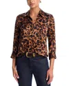 L'agence Dani Silk Three Quarter Sleeve Blouse In Animal Print