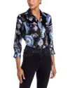 L'agence Dani Silk Three Quarter Sleeve Blouse In Blue