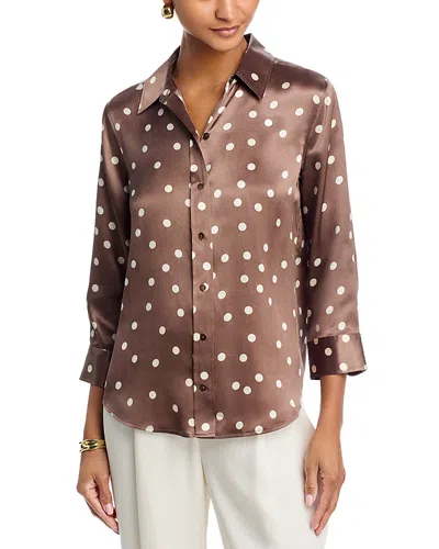 L'agence Dani Silk Three Quarter Sleeve Blouse In Brown