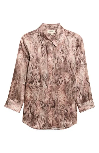 L'agence Dani Snake Print Silk Button-up Top