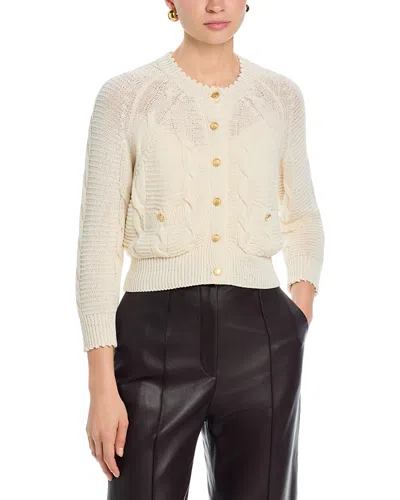 L'agence Darcy Cable Stitch Cardigan Sweater In White