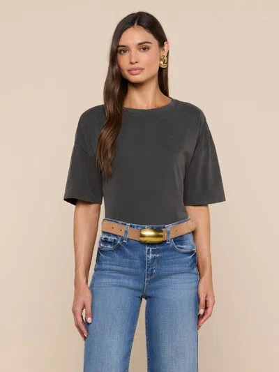 L'agence Daria Oversized Cropped Tee In Gray