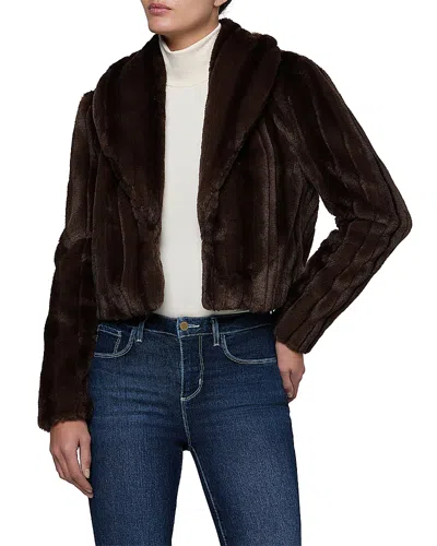 L'agence Davy Crop Faux Fur Jacket In Brown