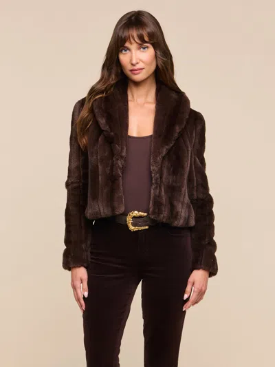 L'agence Davy Faux Fur Jacket In Dark Java Striped Fur
