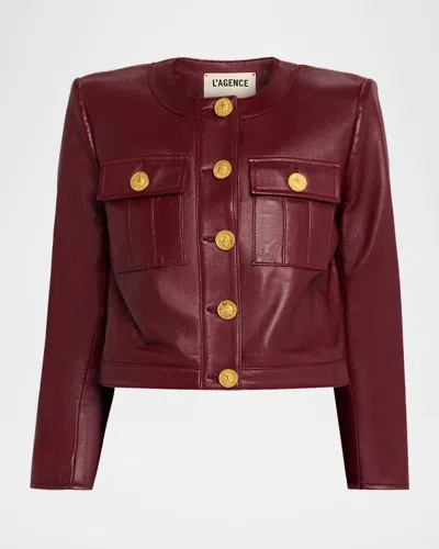 L'agence Deidra Cropped Leather Jacket In Red