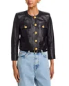 L'agence Deidra Leather Collarless Jacket In Black