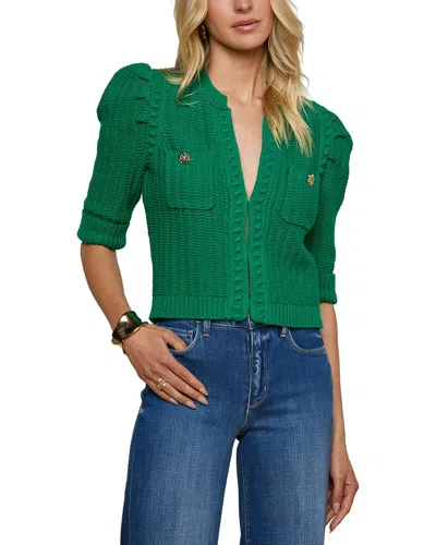 L'agence Delilah Crop Textured Cardigan In Green