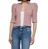L'agence Delilah Crop Textured Cardigan In Light Mauve Gold In Pink