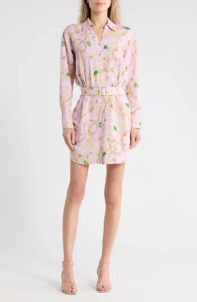 L'agence Demie Linen Blend Mini Shirtdress In Multi