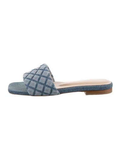 Pre-owned L'agence Denim Patterned Slides In Blue