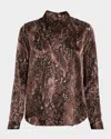 L'agence Desert Snake Tyler Silk Blouse In Brown
