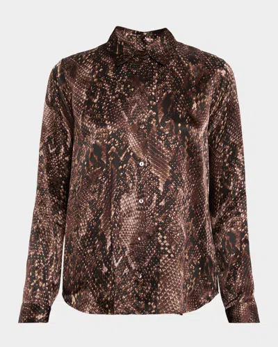 L'agence Desert Snake Tyler Silk Blouse In Brown