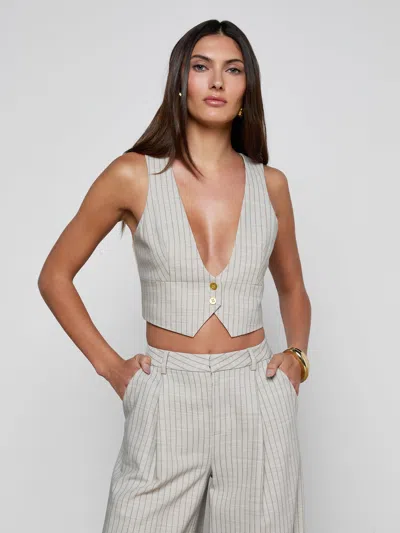 L'agence Devony Pinstriped Vest In Gray