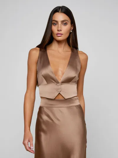 L'agence Devony Silk Vest In Brown