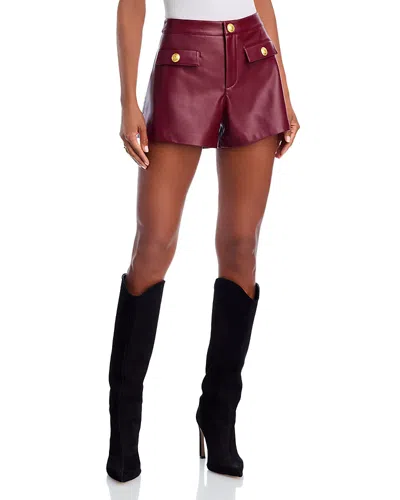 L'agence Dionne Faux Leather High Waisted Shorts In Burgundy