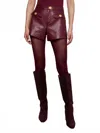 L'agence Dionne Vegan Leather Short In Black Cherry In Burgundy