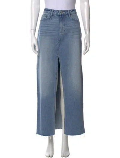 Pre-owned L'agence Distressed Accents Midi Length Skirt In Blue