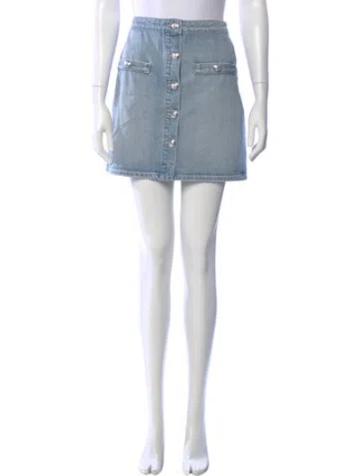 Pre-owned L'agence Distressed Accents Mini Skirt In Blue