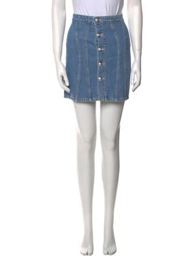 Pre-owned L'agence Distressed Accents Mini Skirt In Blue