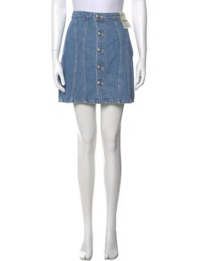 Pre-owned L'agence Distressed Accents Mini Skirt In Blue
