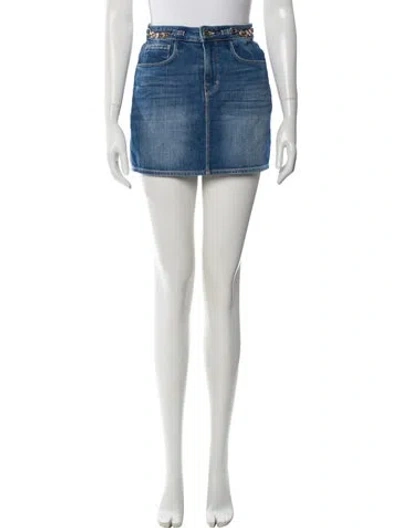 Pre-owned L'agence Distressed Accents Mini Skirt In Blue