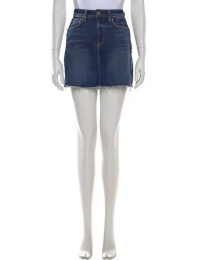 Pre-owned L'agence Distressed Accents Mini Skirt In Blue