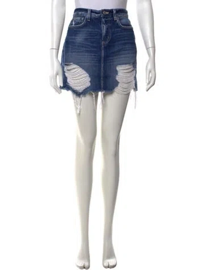 Pre-owned L'agence Distressed Accents Mini Skirt In Blue