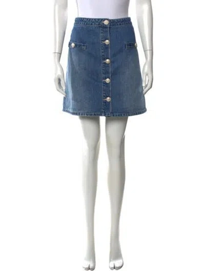 Pre-owned L'agence Distressed Accents Mini Skirt In Blue