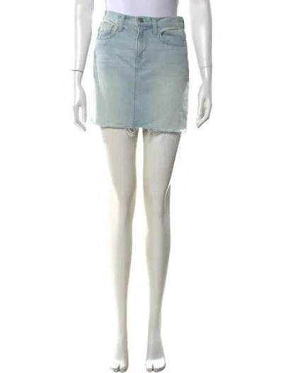 Pre-owned L'agence Distressed Accents Mini Skirt In Blue