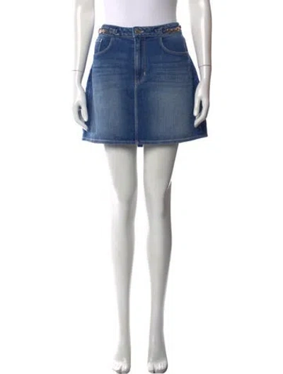 Pre-owned L'agence Distressed Accents Mini Skirt In Blue