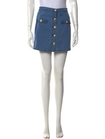 Pre-owned L'agence Distressed Accents Mini Skirt In Blue