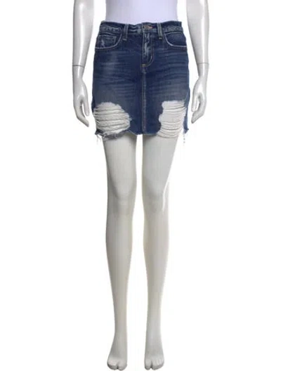 Pre-owned L'agence Distressed Accents Mini Skirt In Blue