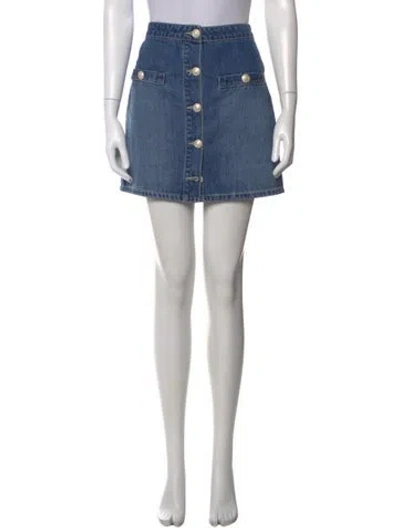 Pre-owned L'agence Distressed Accents Mini Skirt In Blue