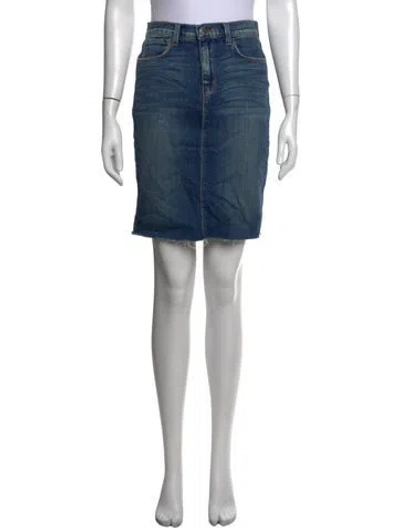Pre-owned L'agence Distressed Accents Mini Skirt In Blue