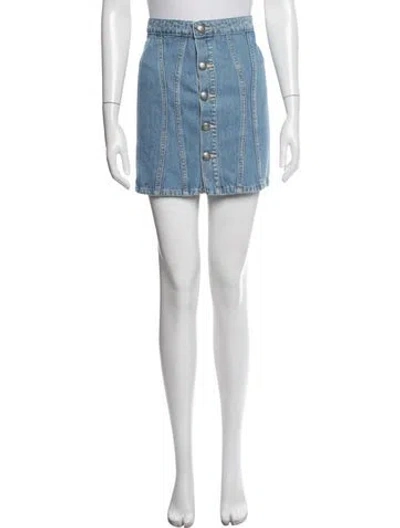 Pre-owned L'agence Distressed Accents Mini Skirt In Blue