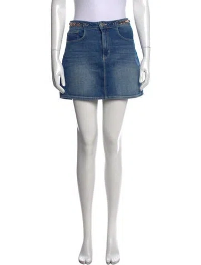 Pre-owned L'agence Distressed Accents Mini Skirt In Blue