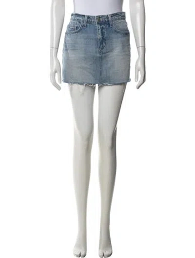 Pre-owned L'agence Distressed Accents Mini Skirt In Blue
